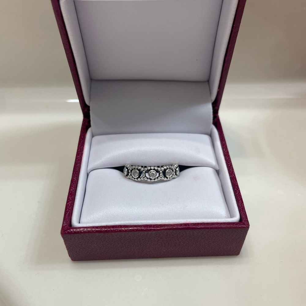 Pandora Silver Ring with Clear Stones